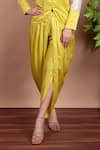 Buy_Nidhi Kejriwal_White Chanderi, Modal, Satin Embroidery Lemon Yellow Jacket And Dhoti Pant Set _Online_at_Aza_Fashions