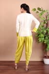 Shop_Nidhi Kejriwal_White Chanderi, Modal, Satin Embroidery Lemon Yellow Jacket And Dhoti Pant Set _at_Aza_Fashions