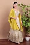 Buy_Nidhi Kejriwal_Off White Georgette, Crepe Sequins, Embroidery Blouse And Palazzo Set With Cape _Online_at_Aza_Fashions