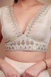 Buy_Nidhi Kejriwal_Off White Georgette, Crepe Sequins, Embroidery Blouse And Palazzo Set With Cape 
