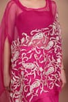 Buy_Nidhi Kejriwal_Magenta Silk, Organza Embroidery Round , Square Cape Set 
