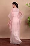 Shop_Nidhi Kejriwal_Pink Chiffon, Organza Embroidery Round Neck Floral Top And Palazzo Set _at_Aza_Fashions