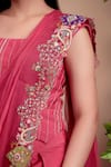 Nidhi Kejriwal_Coral Chanderi, Silk, Organza Sequins, Embroidery Square Neck Dhoti Skirt Set _Online_at_Aza_Fashions