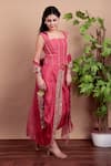 Nidhi Kejriwal_Coral Chanderi, Silk, Organza Sequins, Embroidery Square Neck Dhoti Skirt Set _at_Aza_Fashions