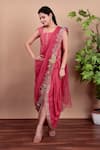 Nidhi Kejriwal_Coral Chanderi, Silk, Organza Sequins, Embroidery Square Neck Dhoti Skirt Set _Online