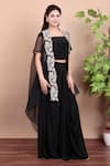 Nidhi Kejriwal_Black Organza, Crepe Bandeau , Open Cape And Dhoti Skirt Set _Online_at_Aza_Fashions