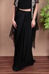 Buy_Nidhi Kejriwal_Black Organza, Crepe Bandeau , Open Cape And Dhoti Skirt Set _Online_at_Aza_Fashions