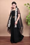 Nidhi Kejriwal_Black Organza, Crepe Bandeau , Open Cape And Dhoti Skirt Set _at_Aza_Fashions