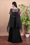Shop_Nidhi Kejriwal_Black Organza, Crepe Bandeau , Open Cape And Dhoti Skirt Set _at_Aza_Fashions