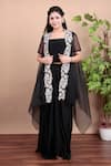 Buy_Nidhi Kejriwal_Black Organza, Crepe Bandeau , Open Cape And Dhoti Skirt Set _at_Aza_Fashions