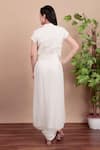 Shop_Nidhi Kejriwal_White Chiffon, Chanderi, Net Embroidery Collared Jacket And Draped Skirt Set _at_Aza_Fashions