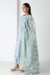 Chhaya Mehrotra_Blue Chanderi, Silk Organza Embroidery Round Neck Powder Kurta Pant Set _Online_at_Aza_Fashions