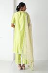 Shop_Chhaya Mehrotra_Green Chanderi, Silk Organza Embroidery Round Neck Raw Mango Kurta Set _at_Aza_Fashions