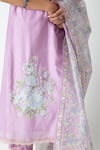 Chhaya Mehrotra_Lavender Chanderi, Silk Organza Embroidery Round Neck Electric Kurta Set _Online_at_Aza_Fashions