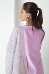 Buy_Chhaya Mehrotra_Lavender Chanderi, Silk Organza Embroidery Round Neck Electric Kurta Set _Online_at_Aza_Fashions