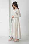 Chhaya Mehrotra_Ivory Chanderi, Silk Organza Embroidery Round Neck Kurta Pant Set _at_Aza_Fashions