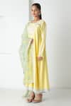 Buy_Chhaya Mehrotra_Yellow Chanderi, Silk Organza Embroidery Round Neck Illuminating Kurta Set _Online_at_Aza_Fashions