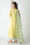 Shop_Chhaya Mehrotra_Yellow Chanderi, Silk Organza Embroidery Round Neck Illuminating Kurta Set _at_Aza_Fashions