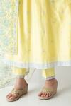 Buy_Chhaya Mehrotra_Yellow Chanderi, Silk Organza Embroidery Round Neck Illuminating Kurta Set 