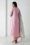 Shop_Chhaya Mehrotra_Pink Chanderi, Silk Organza Embroidery Round Neck Orchid Kurta Set _at_Aza_Fashions