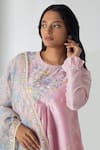 Buy_Chhaya Mehrotra_Pink Chanderi, Silk Organza Embroidery Round Neck Orchid Kurta Set _Online_at_Aza_Fashions