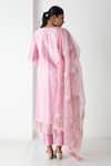 Shop_Chhaya Mehrotra_Pink Chanderi, Silk Organza Embroidery V-neck Orchid Kurta Set _at_Aza_Fashions