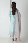 Shop_Chhaya Mehrotra_Aqua Chanderi, Silk Organza Embroidery V-neck Kurta Pant Set _at_Aza_Fashions