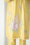 Buy_Chhaya Mehrotra_Yellow Chanderi, Silk Organza Embroidery V-neck Illuminating Kurta Set _Online_at_Aza_Fashions