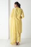 Shop_Chhaya Mehrotra_Yellow Chanderi, Silk Organza Embroidery V-neck Illuminating Kurta Set _at_Aza_Fashions