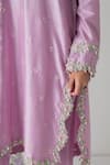 Chhaya Mehrotra_Lavender Chanderi, Silk Organza Embroidery V-neck Kurta Pant Set _Online_at_Aza_Fashions