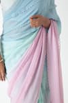 Chhaya Mehrotra_Aqua Chiffon, Chanderi Round Neck Gradient Saree With Blouse _at_Aza_Fashions
