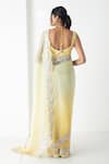 Shop_Chhaya Mehrotra_Yellow Chiffon, Chanderi Embroidery Round Neck Yellow-green Saree Set _at_Aza_Fashions