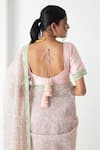 Buy_Chhaya Mehrotra_Pink Chiffon, Chanderi Embroidery Round Neck Designer Saree With Stitched Blouse _Online_at_Aza_Fashions