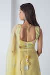 Chhaya Mehrotra_Yellow Chiffon, Chanderi Embroidery Round Neck Illuminating Saree Set _at_Aza_Fashions
