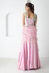 Shop_Chhaya Mehrotra_Pink Silk, Chanderi, Organza Embroidery Sweetheart Neck Orchid Lehenga Set _at_Aza_Fashions