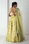 Shop_Chhaya Mehrotra_Yellow Silk Organza, Chanderi Embroidery, Fabric Flowers Floral Lehenga Set _at_Aza_Fashions