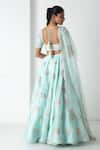 Shop_Chhaya Mehrotra_Aqua Silk Organza, Chanderi Embroidery Round Neck Floral Lehenga Set _at_Aza_Fashions