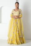 Shop_Chhaya Mehrotra_Yellow Silk Organza, Chanderi Tassels, Embroidery Illuminating Lehenga Set _Online_at_Aza_Fashions