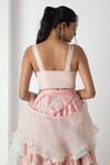 Chhaya Mehrotra_Pink Silk Organza, Chanderi Ruffles, Embroidery Carnation Designer Lehenga Set _Online_at_Aza_Fashions