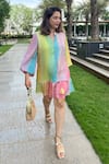 Sonam Parmar Jhawar_Collared Multicolor Crushed Dress _Online_at_Aza_Fashions