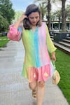 Buy_Sonam Parmar Jhawar_Collared Multicolor Crushed Dress _Online_at_Aza_Fashions