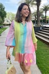 Shop_Sonam Parmar Jhawar_Collared Multicolor Crushed Dress _Online_at_Aza_Fashions