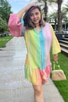Sonam Parmar Jhawar_Collared Multicolor Crushed Dress _at_Aza_Fashions