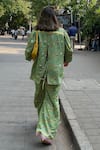 Sonam Parmar Jhawar_Green Cotton Collared Printed Soft Shirt And Pant Set _Online_at_Aza_Fashions