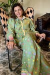 Buy_Sonam Parmar Jhawar_Green Cotton Collared Printed Soft Shirt And Pant Set _Online_at_Aza_Fashions