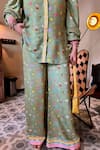 Shop_Sonam Parmar Jhawar_Green Cotton Collared Printed Soft Shirt And Pant Set _Online