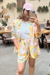 Sonam Parmar Jhawar_Cotton Open Neck Multicolor Soft Jacket And Shorts Set _Online_at_Aza_Fashions