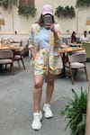 Buy_Sonam Parmar Jhawar_Cotton Open Neck Multicolor Soft Jacket And Shorts Set _at_Aza_Fashions