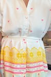 Buy_Sonam Parmar Jhawar_White Cotton Collared Multicolor Designer Dress With Belt _Online_at_Aza_Fashions