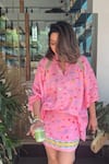 Shop_Sonam Parmar Jhawar_Pink Cotton Collared Designer Skirt And Top Set _Online_at_Aza_Fashions